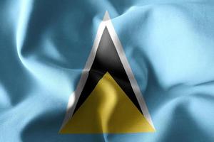 3d realistic waving silk flag of Saint Lucia photo