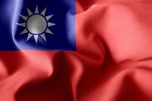 3d rendering waving silk flag of Taiwan photo