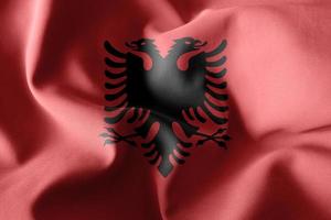 3d rendering waving silk flag of Albania photo