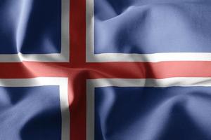 Representación 3D ondeando la bandera de seda de islandia foto
