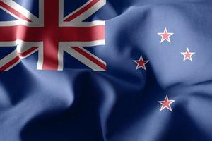 3d realistic waving silk flag of New Zealand photo