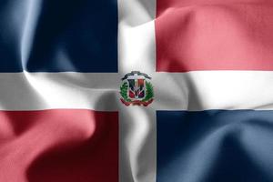 3d realistic waving silk flag of Dominican Republic photo