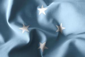 3d realistic waving silk flag of Micronesia photo