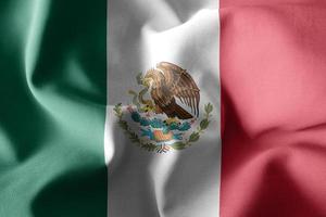 3d realista ondeando la bandera de seda de méxico foto