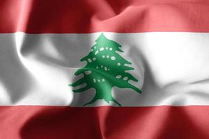 3d rendering waving silk flag of Lebanon photo