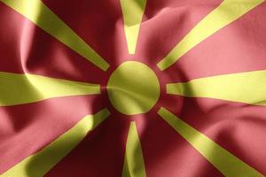 Representación 3d ondeando la bandera de seda del norte de macedonia foto
