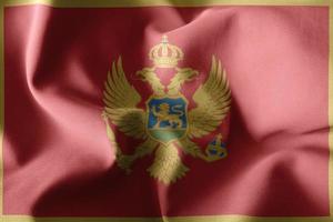 Representación 3d ondeando la bandera de seda de montenegro foto