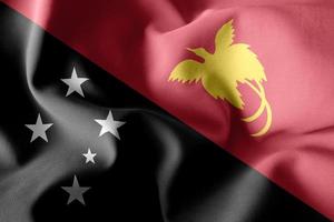 3d realistic waving silk flag of Papua New Guinea photo