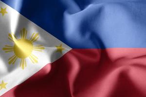 Representación 3d ondeando la bandera de seda de filipinas foto