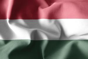 Representación 3D ondeando la bandera de seda de Hungría foto
