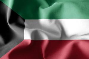 3d rendering waving silk flag of Kuwait photo