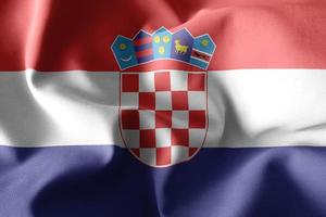3d rendering waving silk flag of Croatia photo
