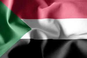 3d realistic waving silk flag of Sudan photo