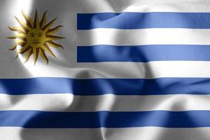 3d realistic waving silk flag of Uruguay photo