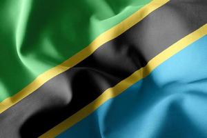 Bandera de seda que agita realista 3d de tanzania foto