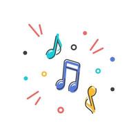 Illustration of colored notes isolated on a white background. Clipart for music design. Vector illustration in flat cartoon style