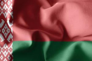 Representación 3d ondeando la bandera de seda de bielorrusia foto