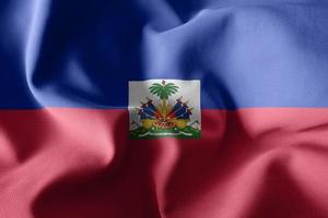 3d realistic waving silk flag of Haiti photo
