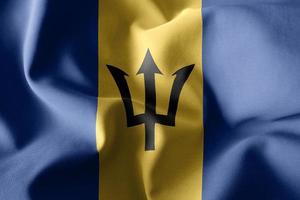 3d realistic waving silk flag of Barbados photo