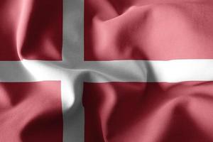 3d rendering waving silk flag of Denmark photo