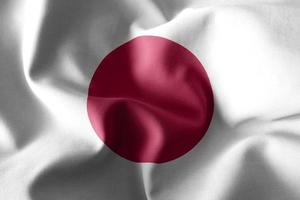 Representación 3D ondeando la bandera de seda de Japón foto