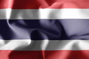 3d rendering waving silk flag of Thailand photo
