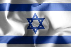 3d rendering waving silk flag of Israel photo