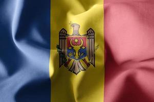 3d rendering waving silk flag of Moldova photo