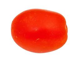 side view of ripe red plum tomato isolated photo