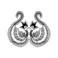 Artistic Batik Line Drawing Bird Fowl Design Inspiration vector