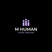 M Human Logo Design Vector