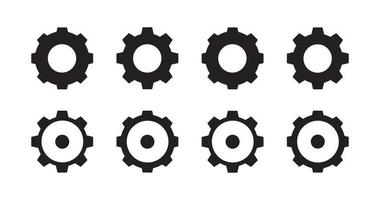 Cogwheel and gear wheel black symbol on white background flat vector illustration.