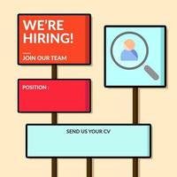 simple we are hiring template with board sign style vector