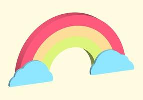 colorful 3d rainbow with clouds vector