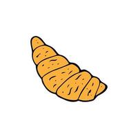 Hand drawn doodle croissant. Vector clipart in color.
