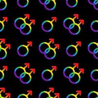 patrón vectorial sin costuras con símbolos masculinos lgbt. Signos de Marte en colores del arco iris. mes del orgullo patrón lgbtq. vector