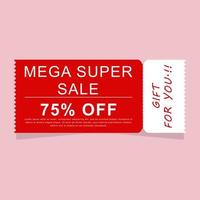 Mega super sale voucher or coupon. Vector illustration. EPS 10.