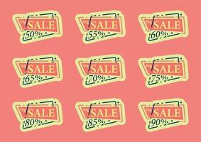 big sale tag and sticker and discount percentage