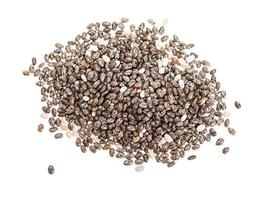 top view of pile of Chia seeds isolated on white photo