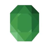 Green, faceted crystal. Gemstone. Emerald. Vector illustration.