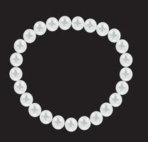 Pearl necklace on a black background. vector