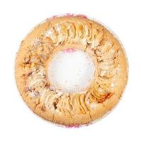 vista superior del pastel de manzana charlotte en forma de toro foto