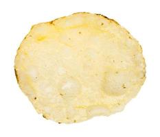 chip from unpeeled potato isolated on white photo