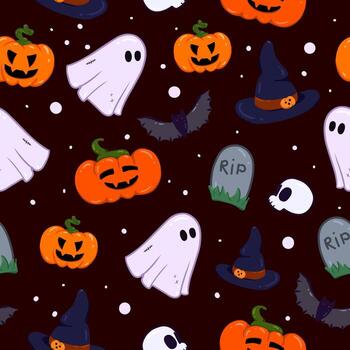 Pattern with Hallowen elements vector