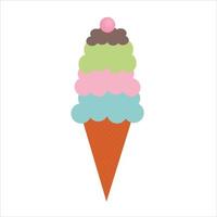 Multi Flavoured Cone Ice Cream Isolated on white vector