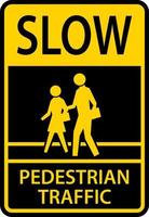 Slow Pedestrian Crossing Sign On White Background vector