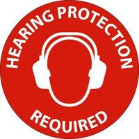 señal de peligro de protección auditiva requerida sobre fondo blanco vector