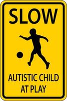 Slow Autistic Child At Play Sign On White Background vector