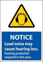 Notice Hearing Protection Required Sign On White Background vector