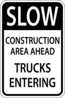 Slow Construction Area Ahead Sign On White Background vector